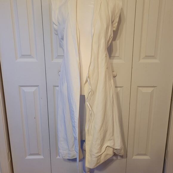 Zara, S | Wrap Midi White T Shirt Dress Linen Blend - Picture 4 of 8